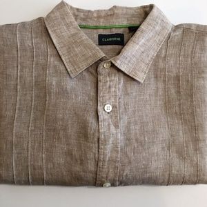 Claiborne Mens Linen Short Sleeve Button Down XL